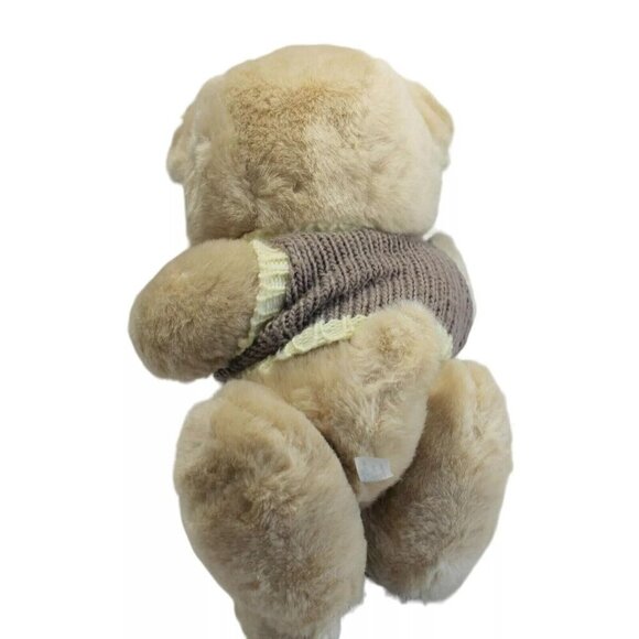 Vintage Plush Teddy Bear Knit Sweater 10" Jointed Soft Cuddly Tawain Toy - Picture 4 of 6